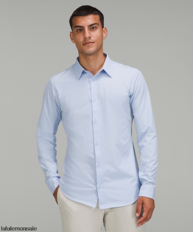 Lululemon Verkauf DELULU610 | Lululemon Deutschland Blau Leinen New Venture Langarmshirt
